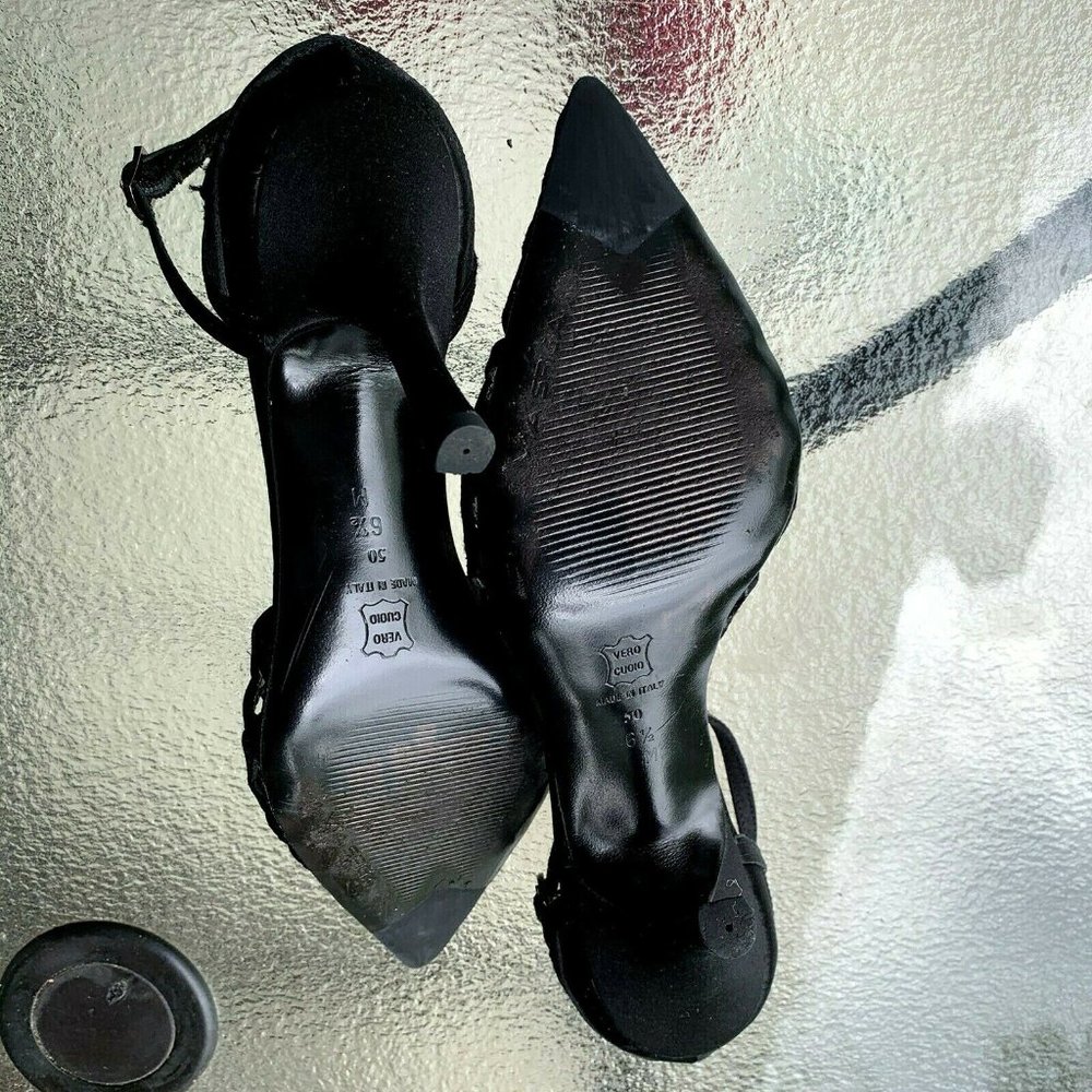 Via Spiga black satin stripe shoes US size 6.5 - Picture 6 of 11